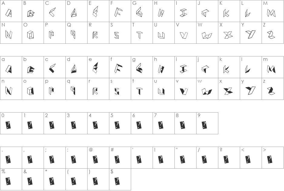 PaperFolder font character map preview