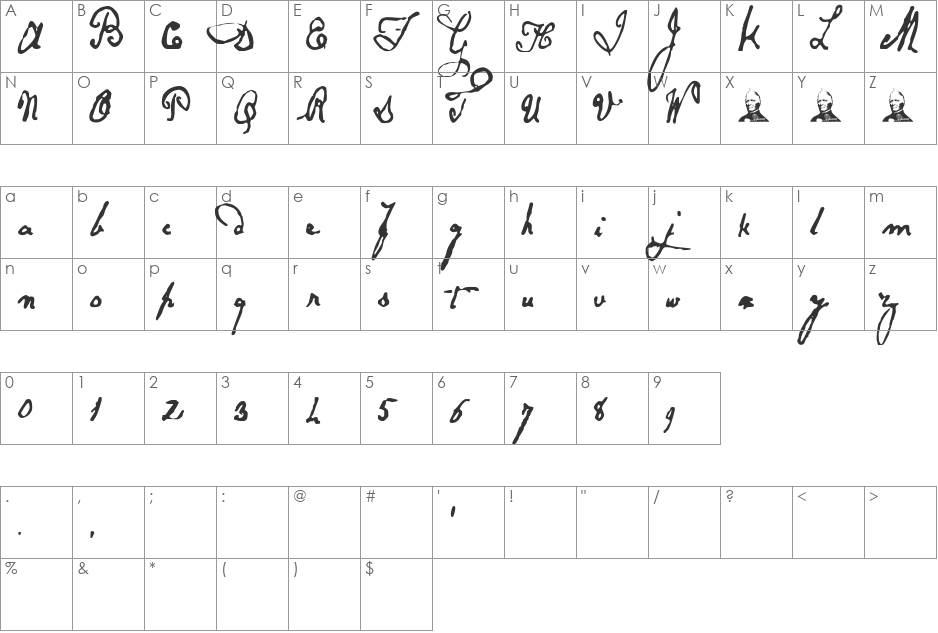 Papineau font character map preview