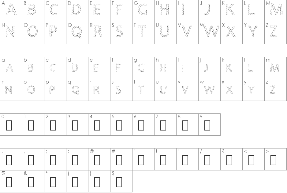 Papyrus EBO font character map preview