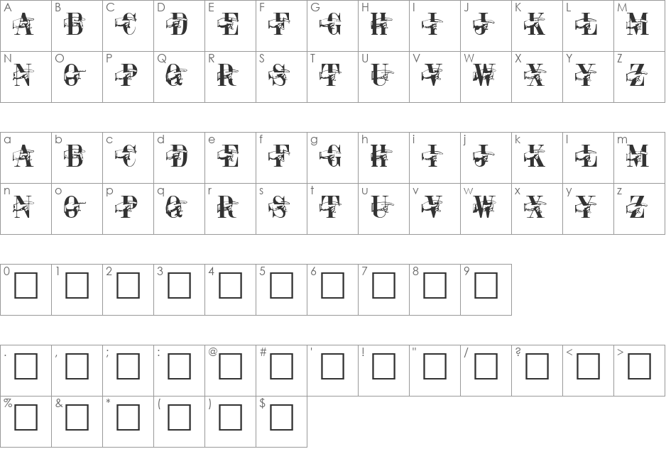 PAQUITO font character map preview