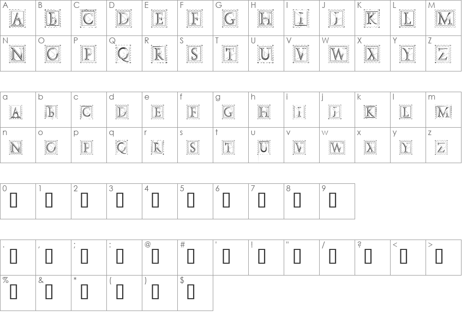 Par Avon font character map preview