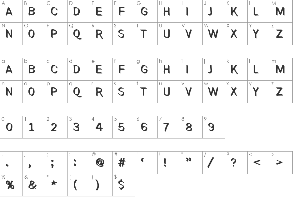 Paradox Mosaic font character map preview
