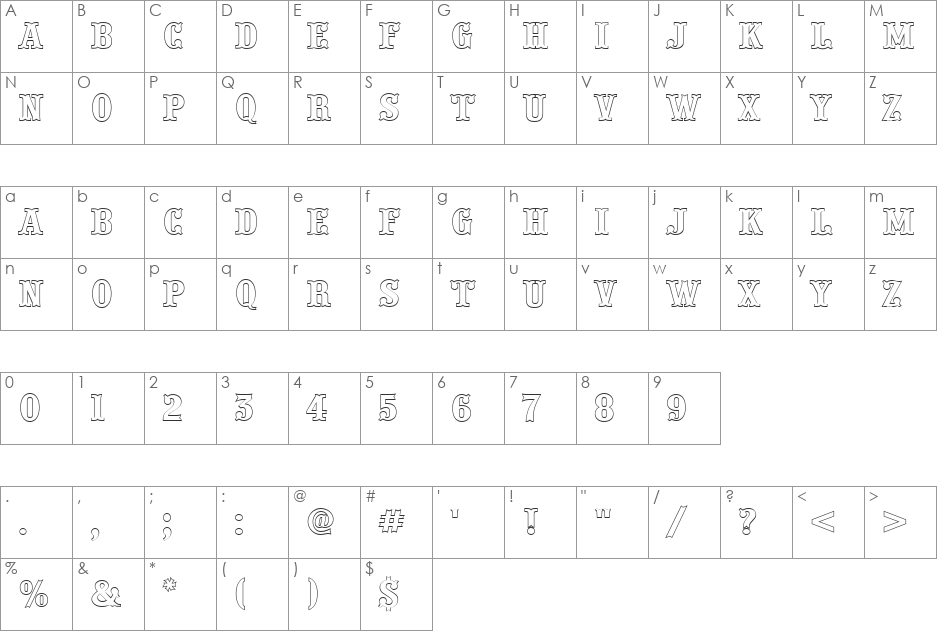 a_PresentumOtl font character map preview