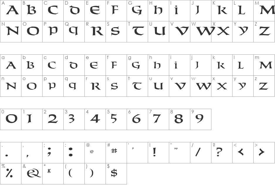 ParaketteScapsSSK font character map preview
