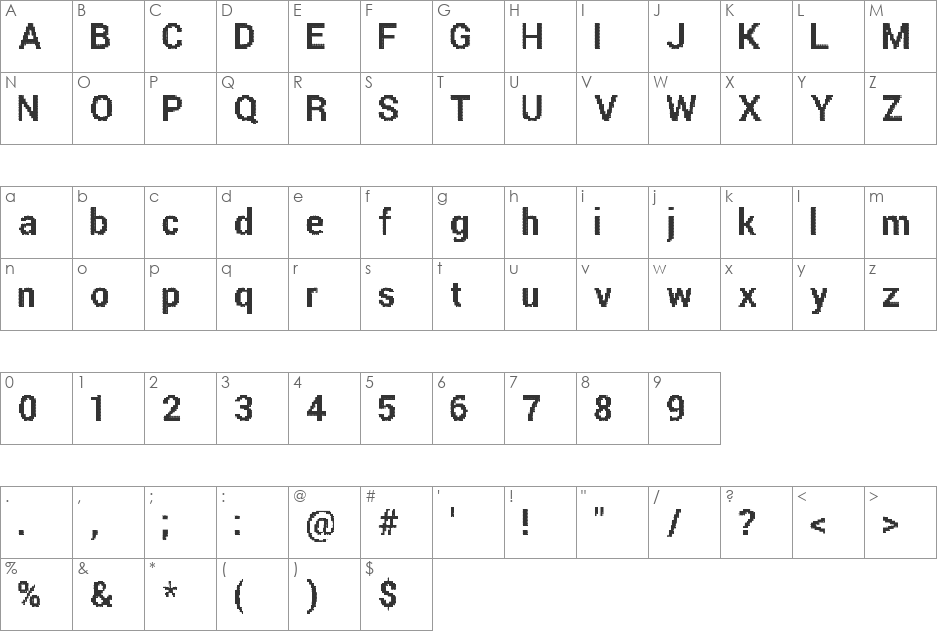 Parametric Glitch font character map preview