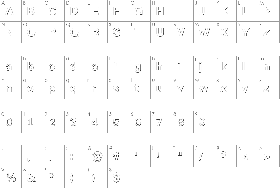 a_ReportSans3Dxtr font character map preview