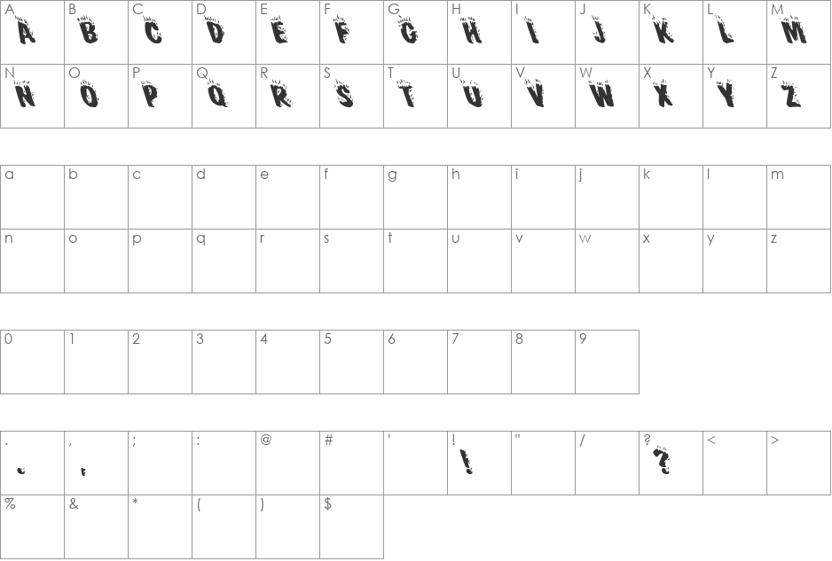 Paranoid 2 font character map preview