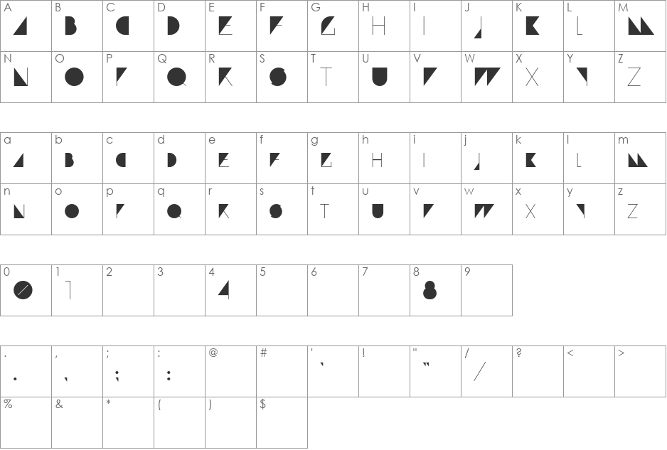 Paranoid Cyrillic font character map preview