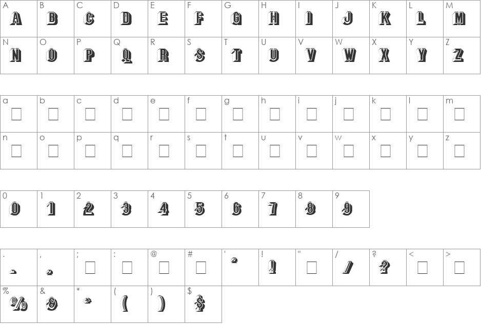 Parapa Display Caps SSi font character map preview
