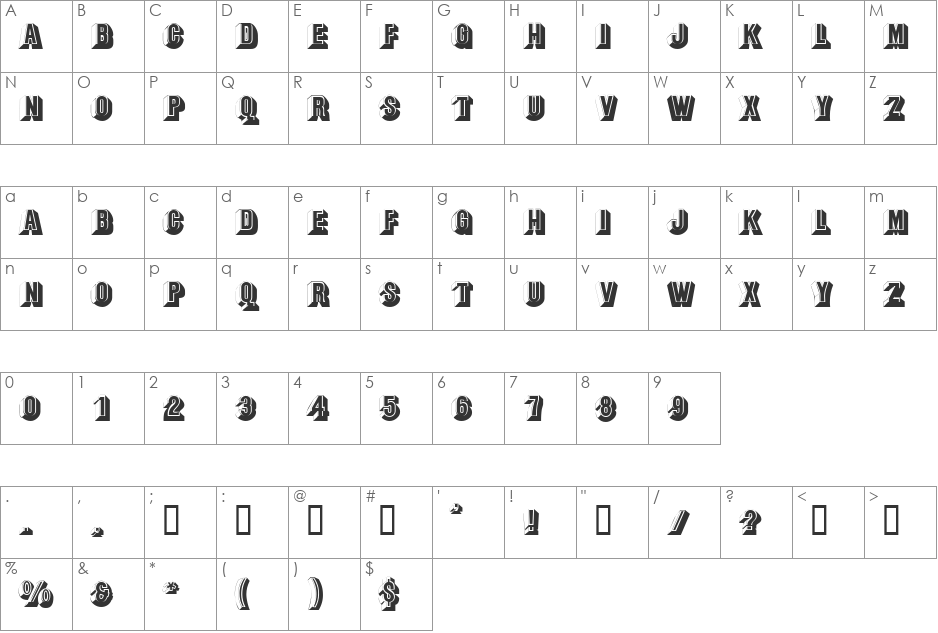ParapaDisplayCapsSSi font character map preview