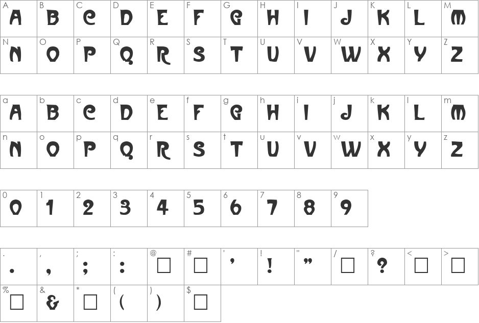 Paris font character map preview