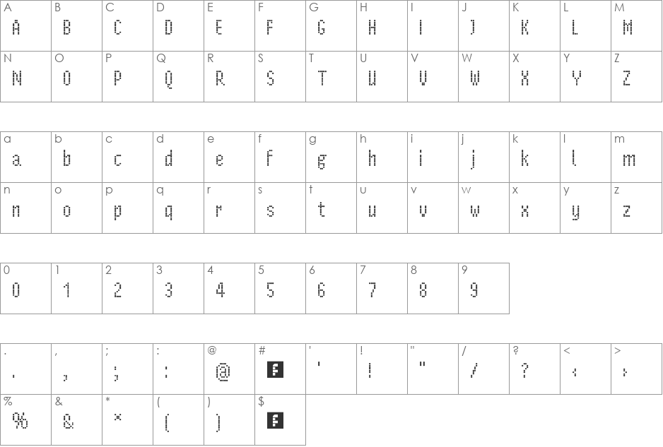 Parisienne Small font character map preview