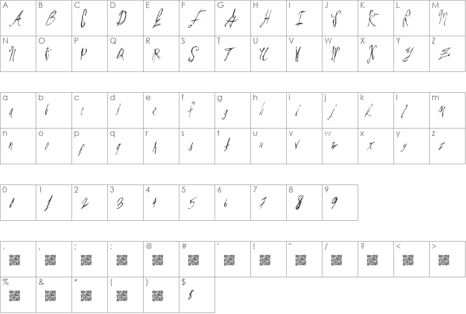 ParisLabel font character map preview