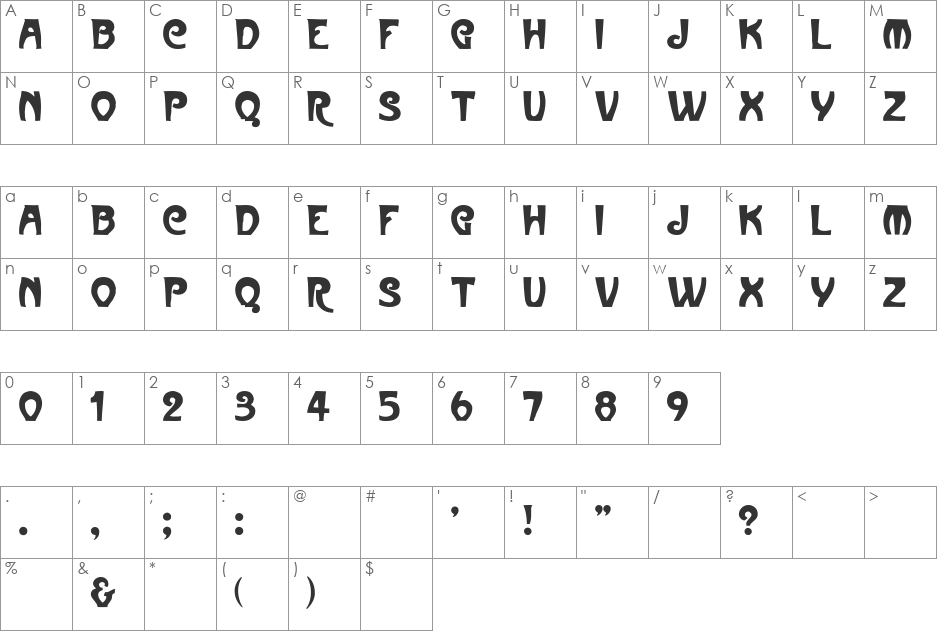 ParisMetro font character map preview