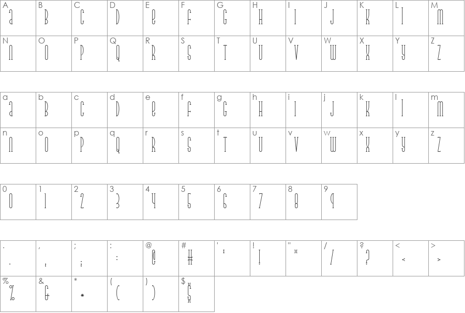 Parkland Serif font character map preview