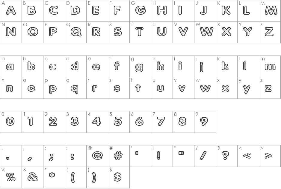 Parkvane font character map preview