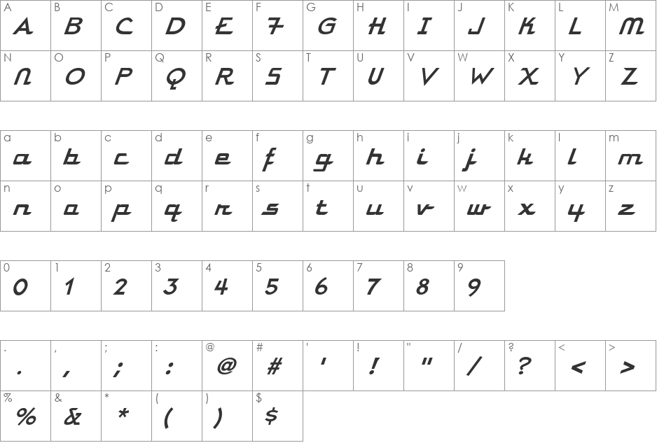 Parkway Hotel font character map preview