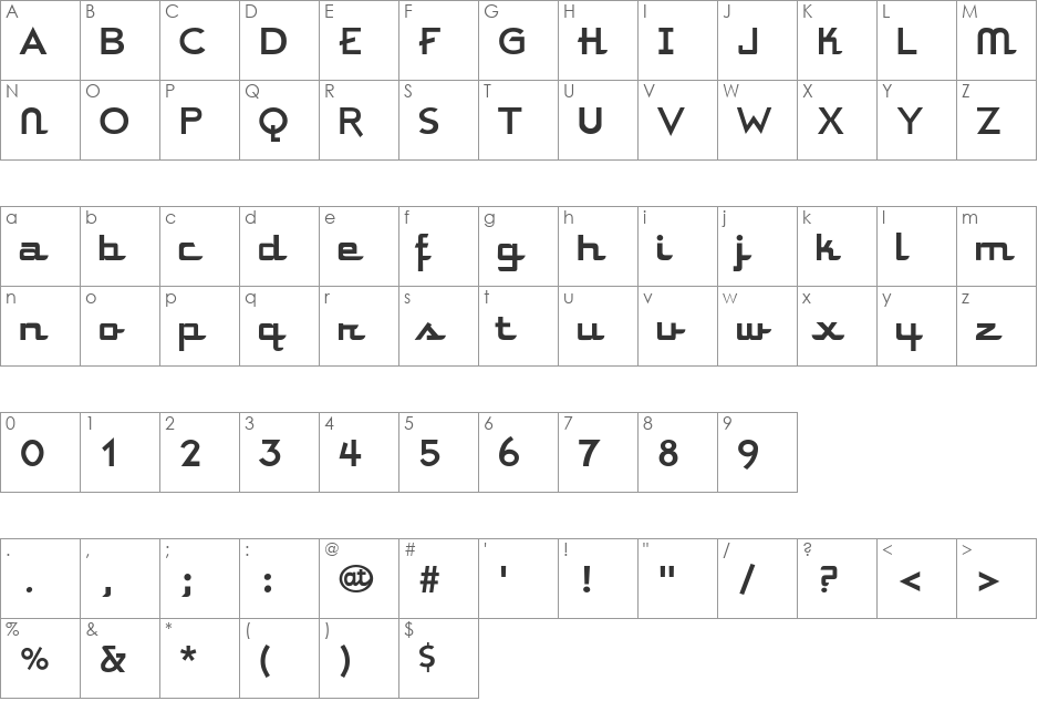 Parkway Motel font character map preview