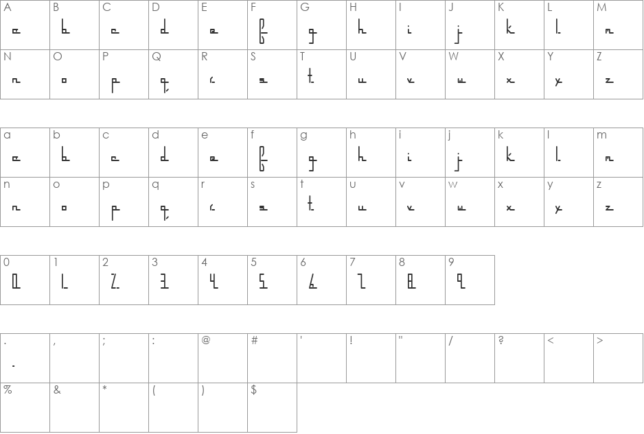 parkwayextended font character map preview