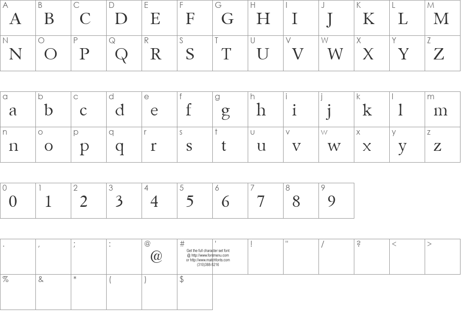 Parlante Tryout font character map preview