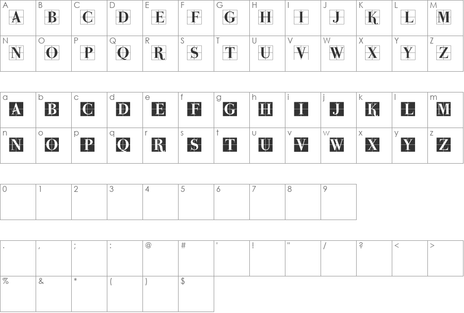 ParmaInitialenMK font character map preview
