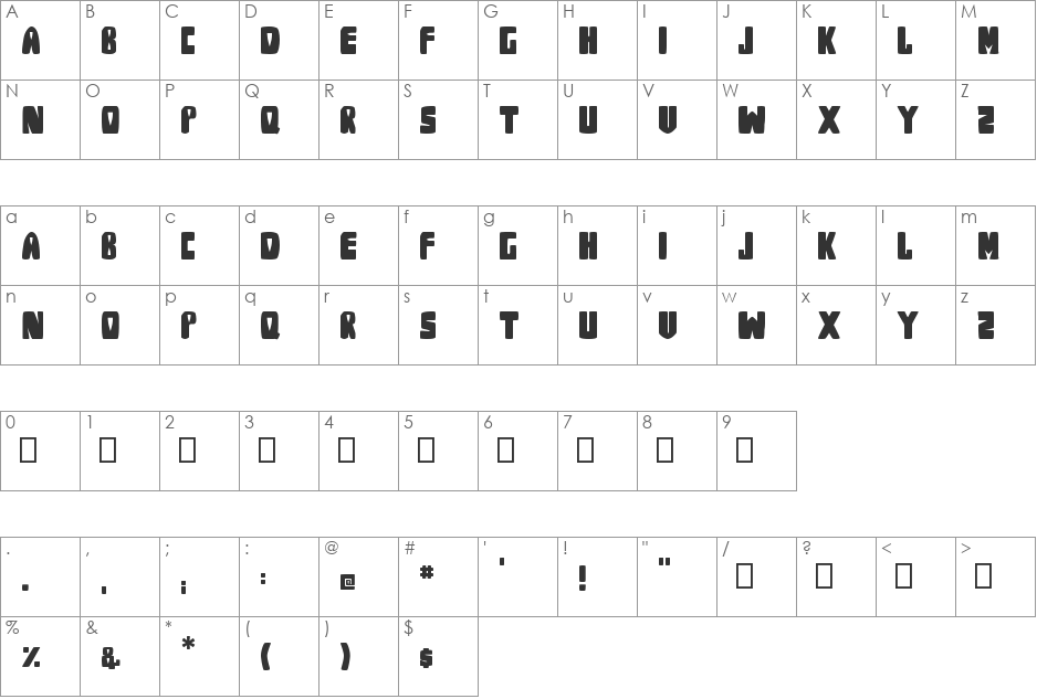 Parrot Leaf font character map preview