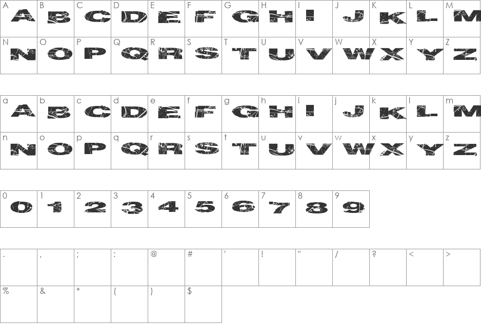 ParticlePhysics font character map preview