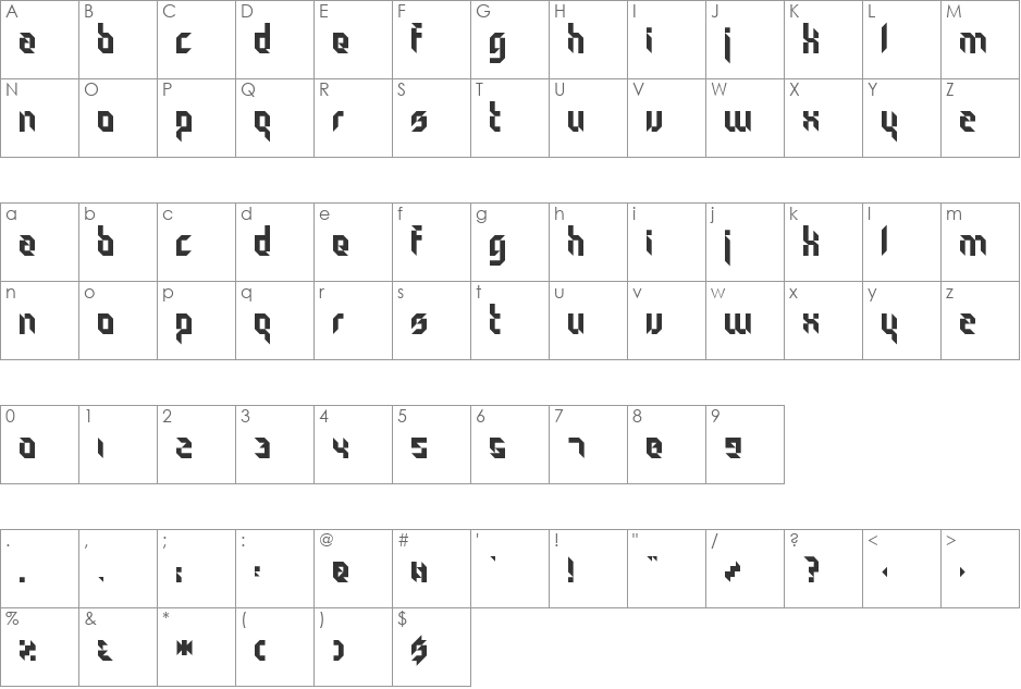 Particulator font character map preview