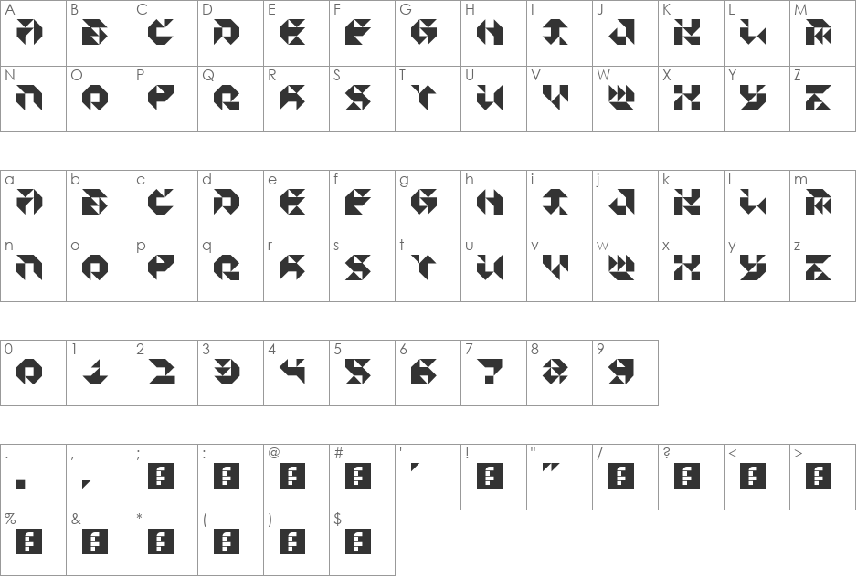 Particulator III font character map preview