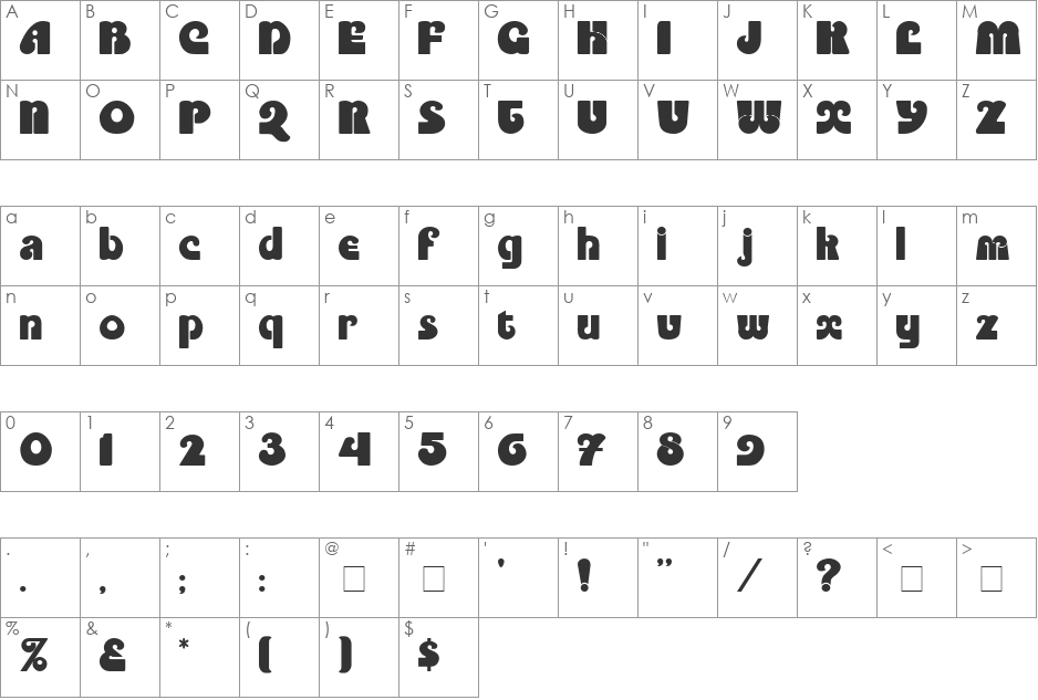 Partite Display SSi font character map preview
