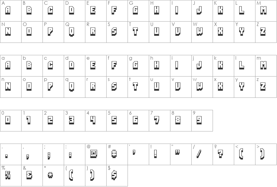 PartnerRight font character map preview