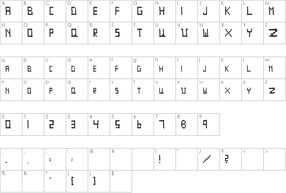 Paschnitow_Sans font character map preview