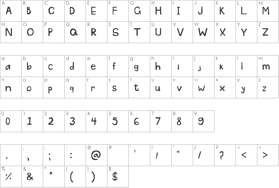 Pascu1 font character map preview