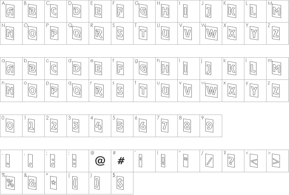 a_RewinderTitulCmOtlDn font character map preview