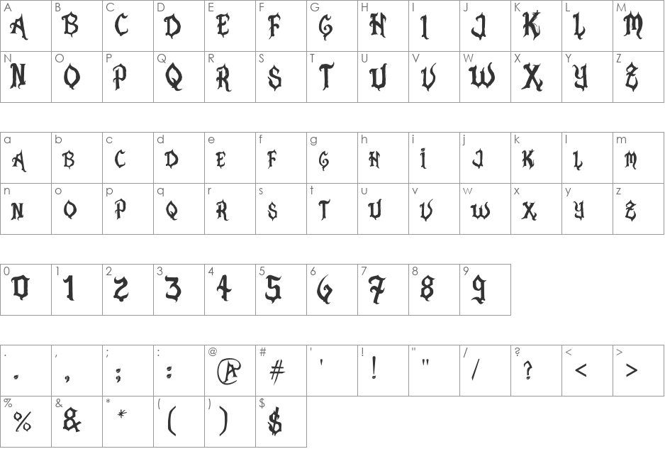 Pasion Acustica font character map preview