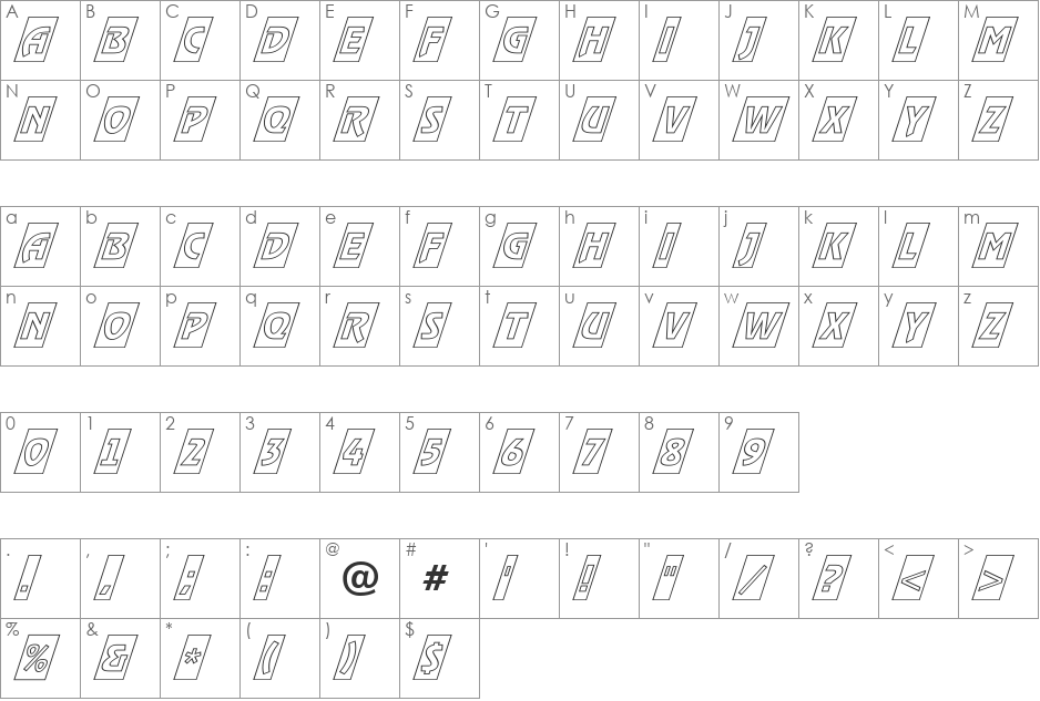 a_RewinderTitulCmOtlObl font character map preview