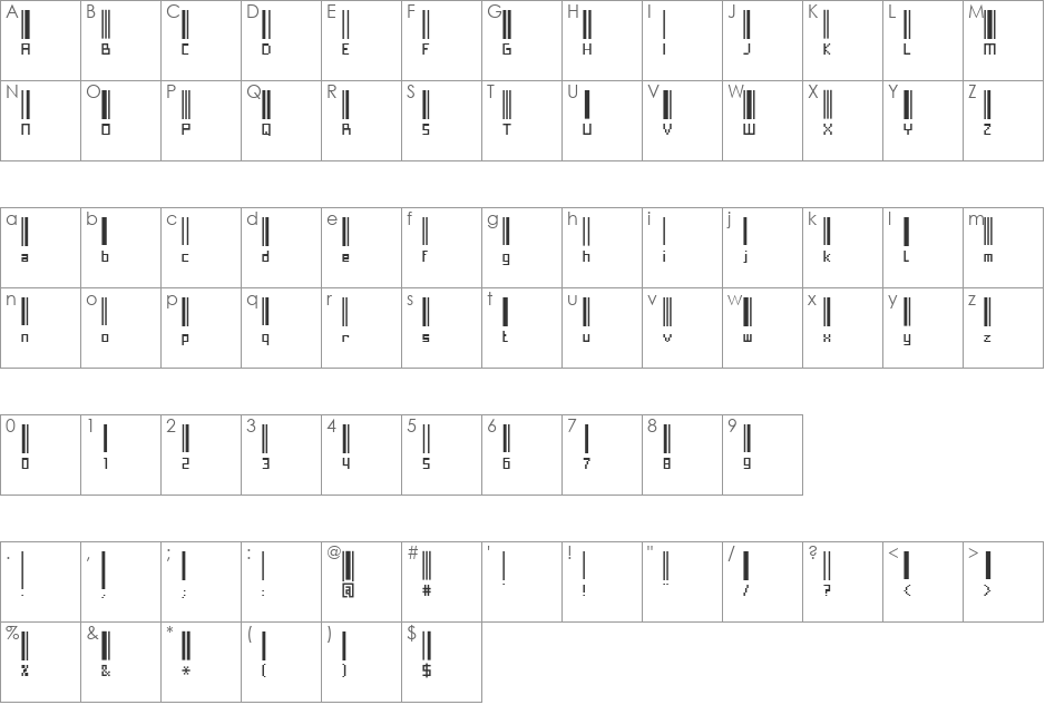 Paskowy font character map preview