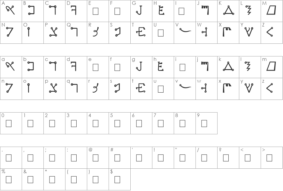 Passage du Fleuve font character map preview