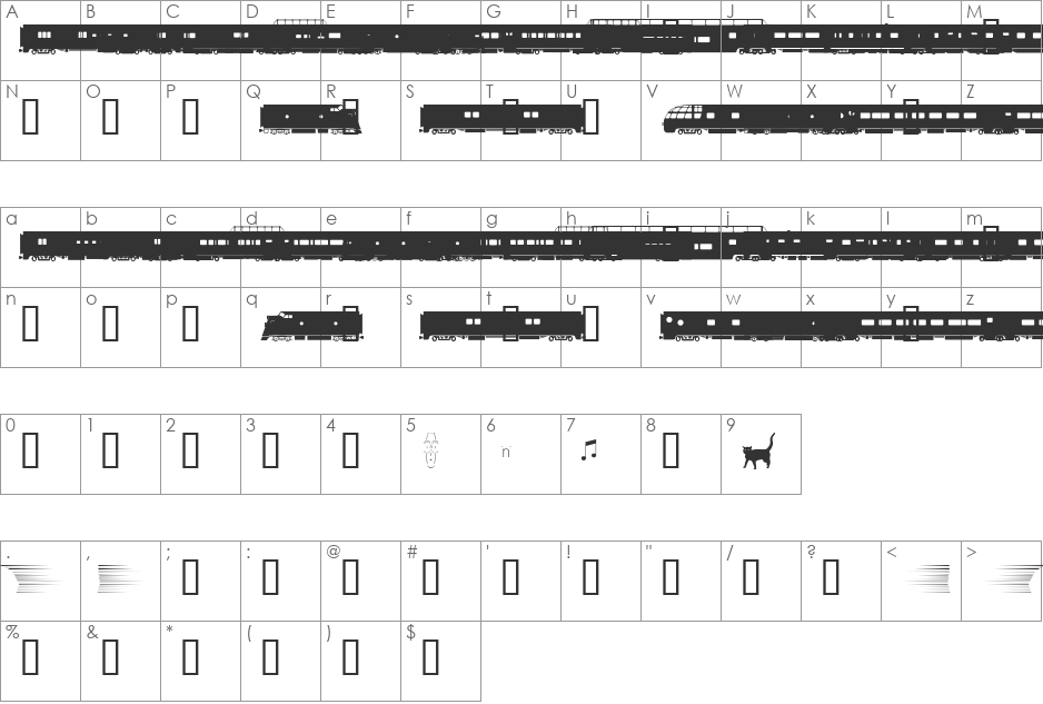 Passenger font character map preview