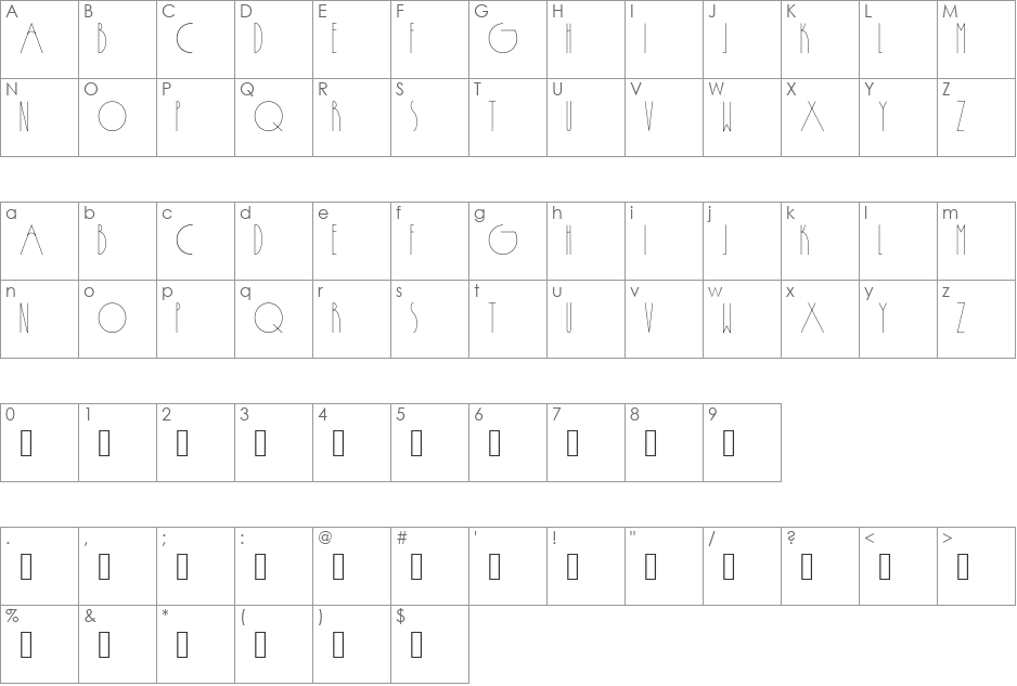 Passion font character map preview