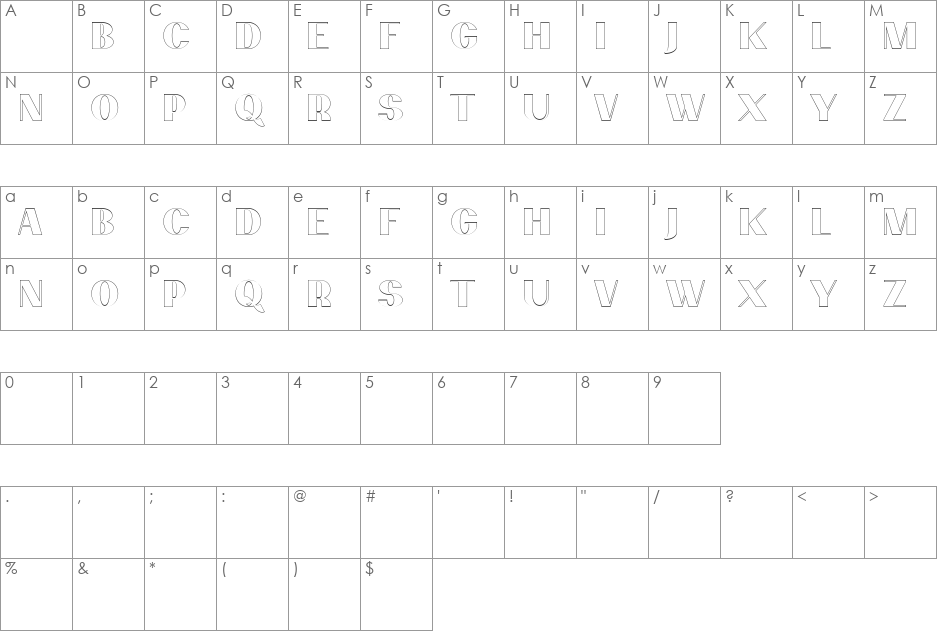 PassionSansPDca font character map preview