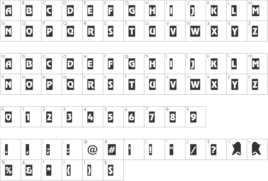a_RewinderTitulSlg font character map preview