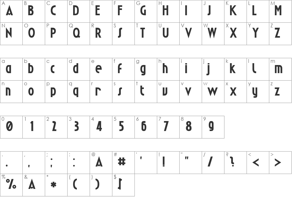 Passja font character map preview