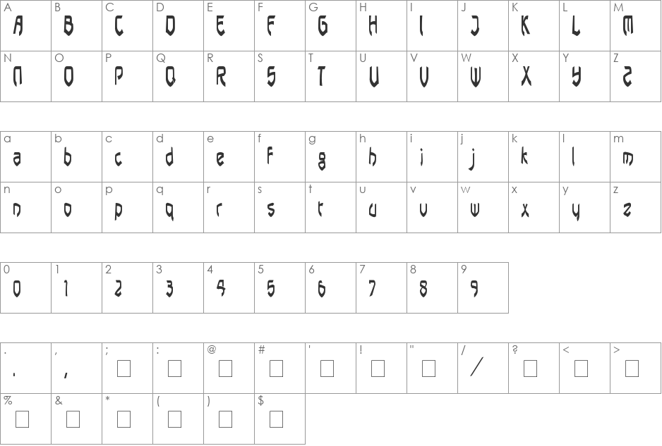 pasundan font character map preview