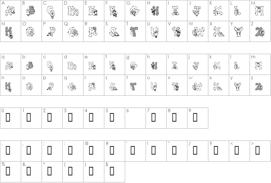 Patchwork Angel font character map preview