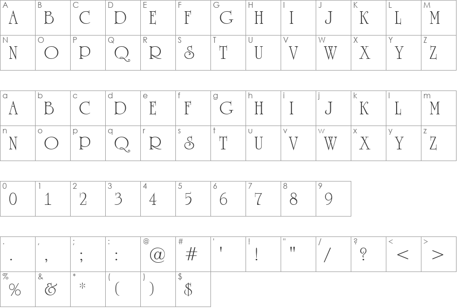 a_RomanusTitul font character map preview