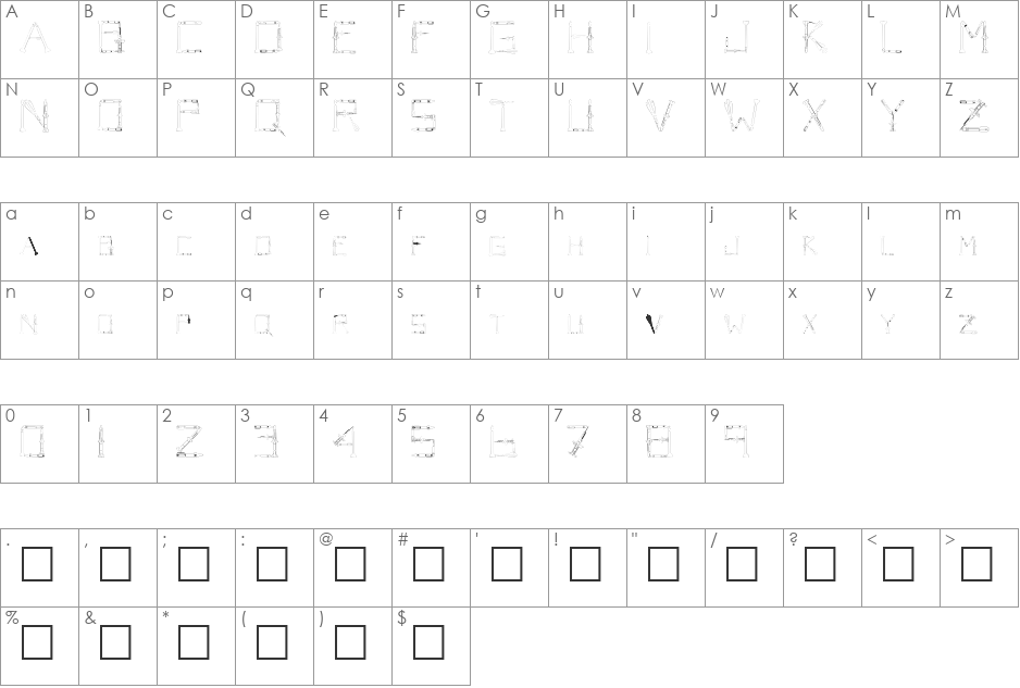 Patriot font character map preview