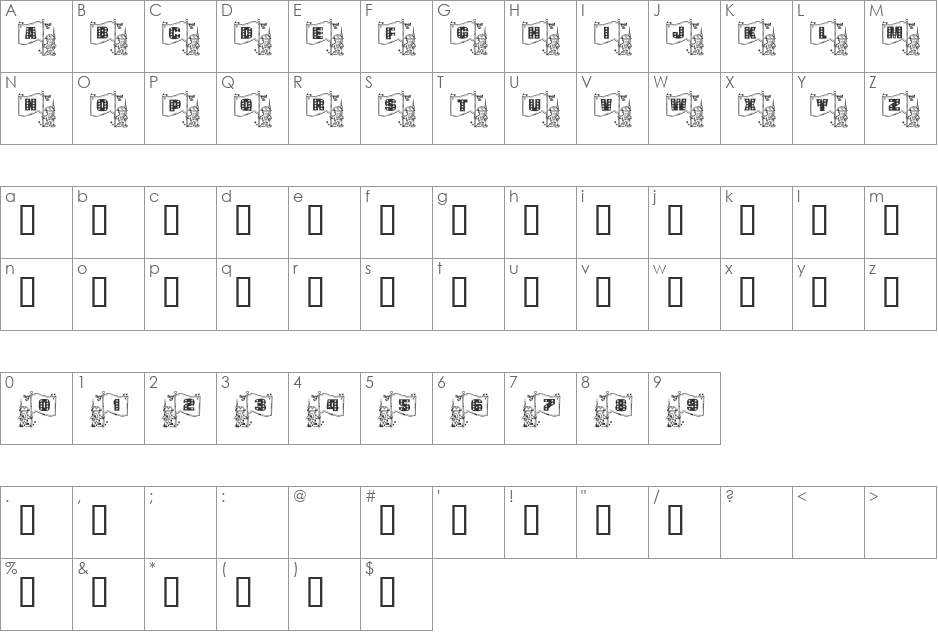 Patriots All font character map preview