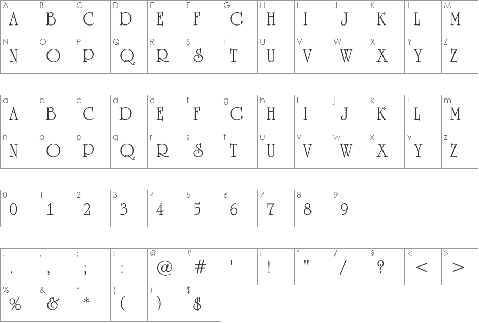 a_RomanusTitulRg font character map preview