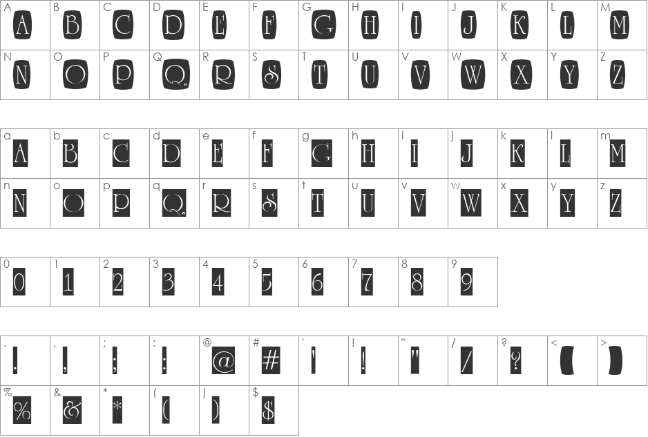 a_RomanusTtlCmD2Cb font character map preview